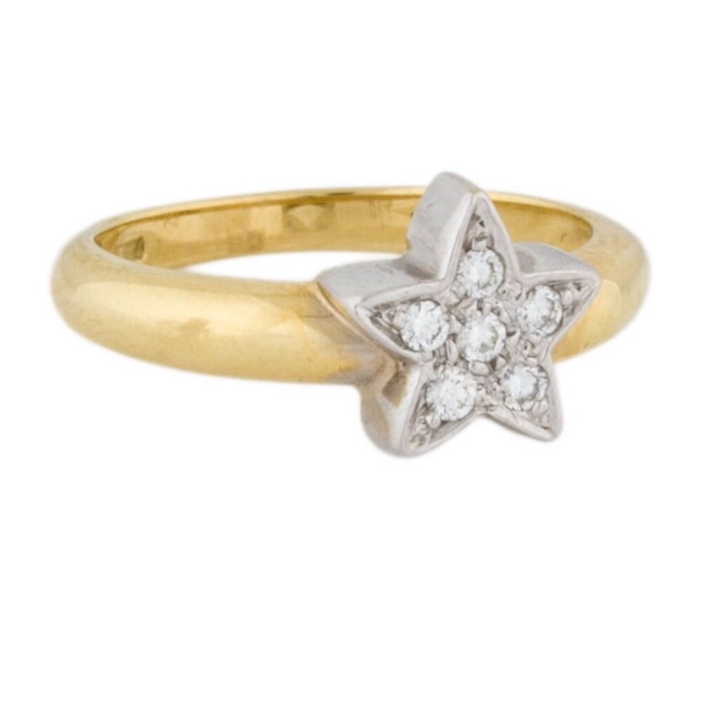 ROBERTO COIN 18K 750 YELLOW GOLD DIAMOND STAR RING